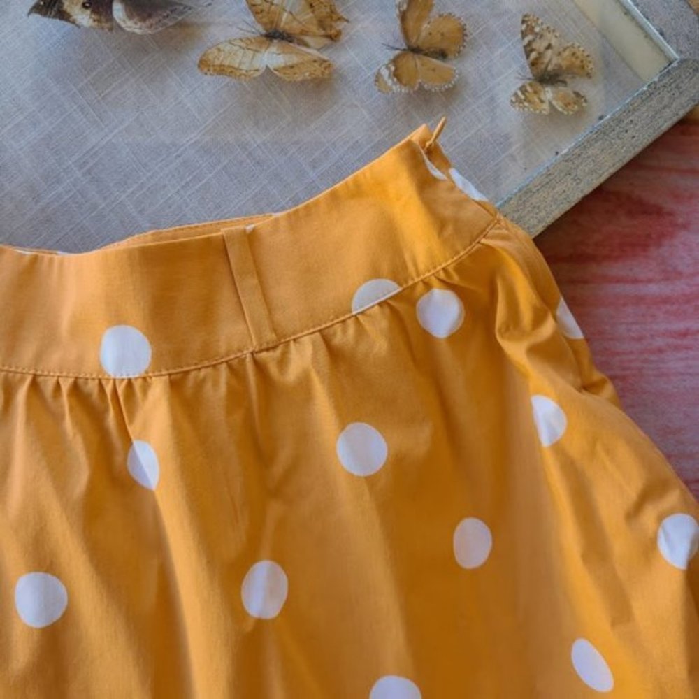 For Love & Lemons Orange Auburn Polka Dot High‎ Waist Tiered Midi Skirt S - Picture 9 of 10